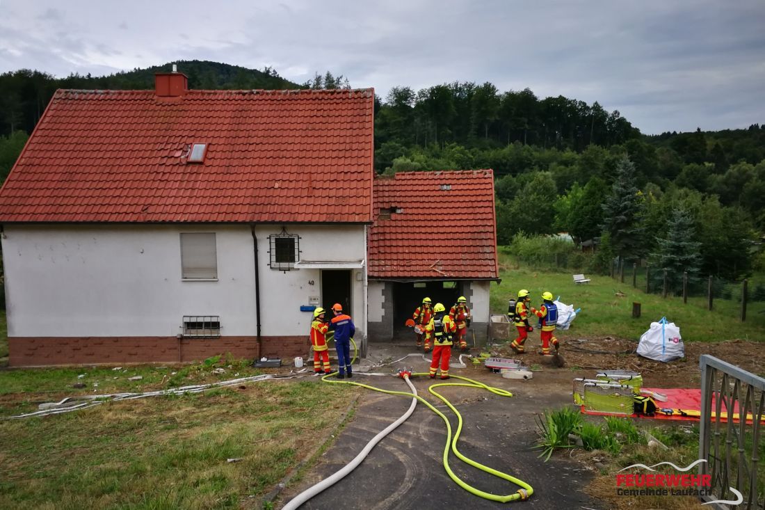 Übungen an einem Abrisshaus in Frohnhofen FEUERWEHR Gemeinde Laufach
